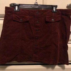 Burgundy button down mini skirt